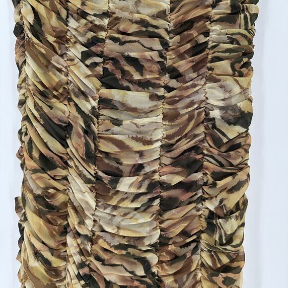 Topshop Bandeau Strapless Ruched Bodycon Neutral Mini Dress New Womens Small - Picture 7 of 7